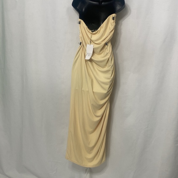 Zara Fitted Midi Dress Yellow L - Picture 8 of 11